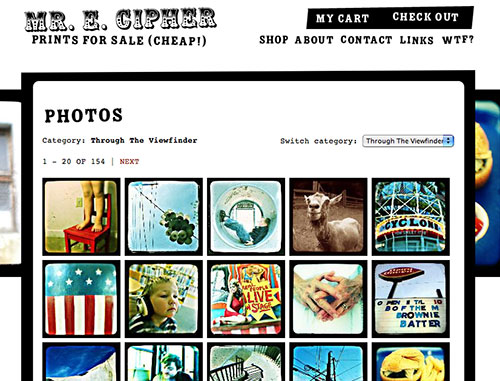Screenshot of Mr. E Cipher's new Web site